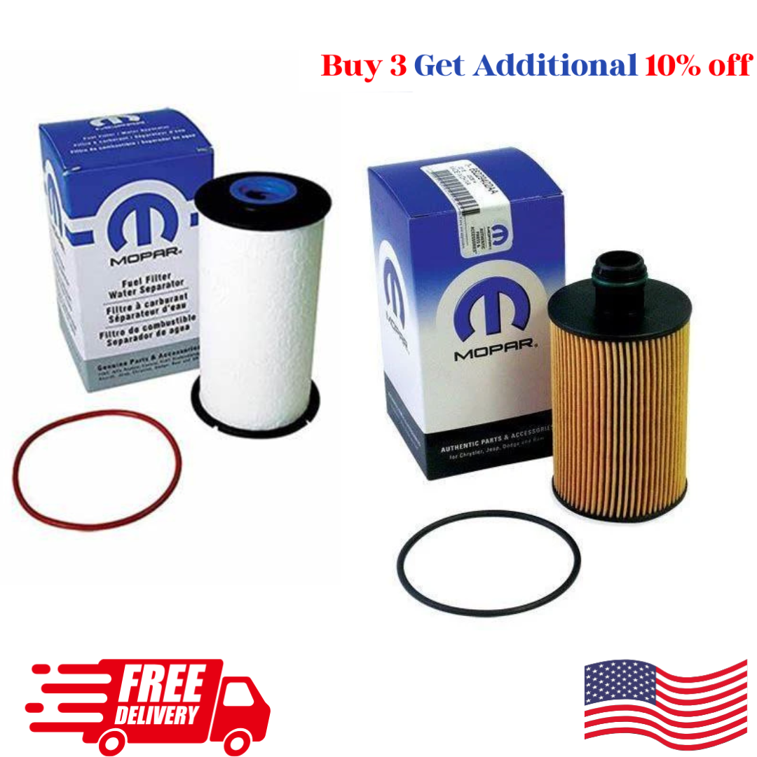 Buy 3 Get 10% Discount | Mopar 68492616AA – 68235275AA, Water Separator Fuel Filter Kit, Dodge Ram 1500 3.0L EcoDiesel Oil Filter, Best Fuel/Water Separator, Genuine OEM Replacement