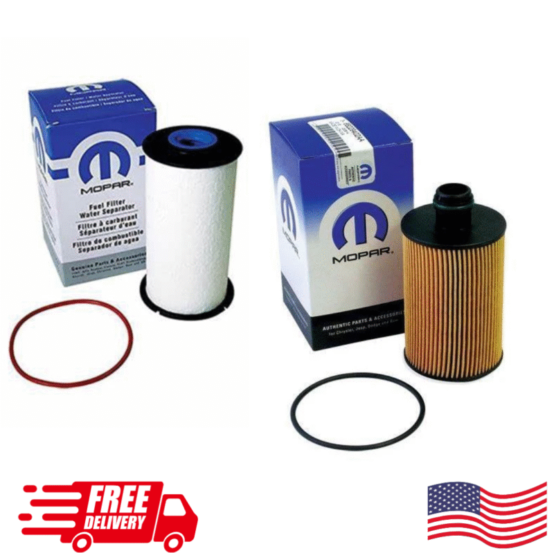 Mopar 68492616AA – 68235275AA, Water Separator Fuel Filter Kit, Dodge Ram 1500 3.0L EcoDiesel Oil Filter, Best Fuel/Water Separator, Genuine OEM Replacement